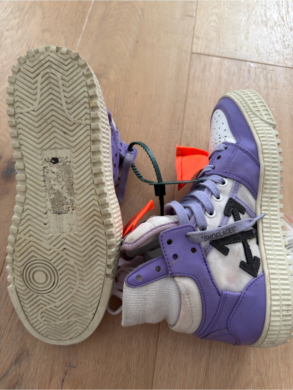Off-White Purple and White Women’s Sneakers - Picture 5 of 8